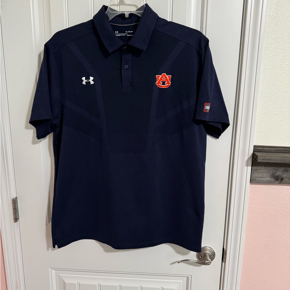 Auburn Under Armour Men's Dark Blue Polo with Logo Heatgear XL